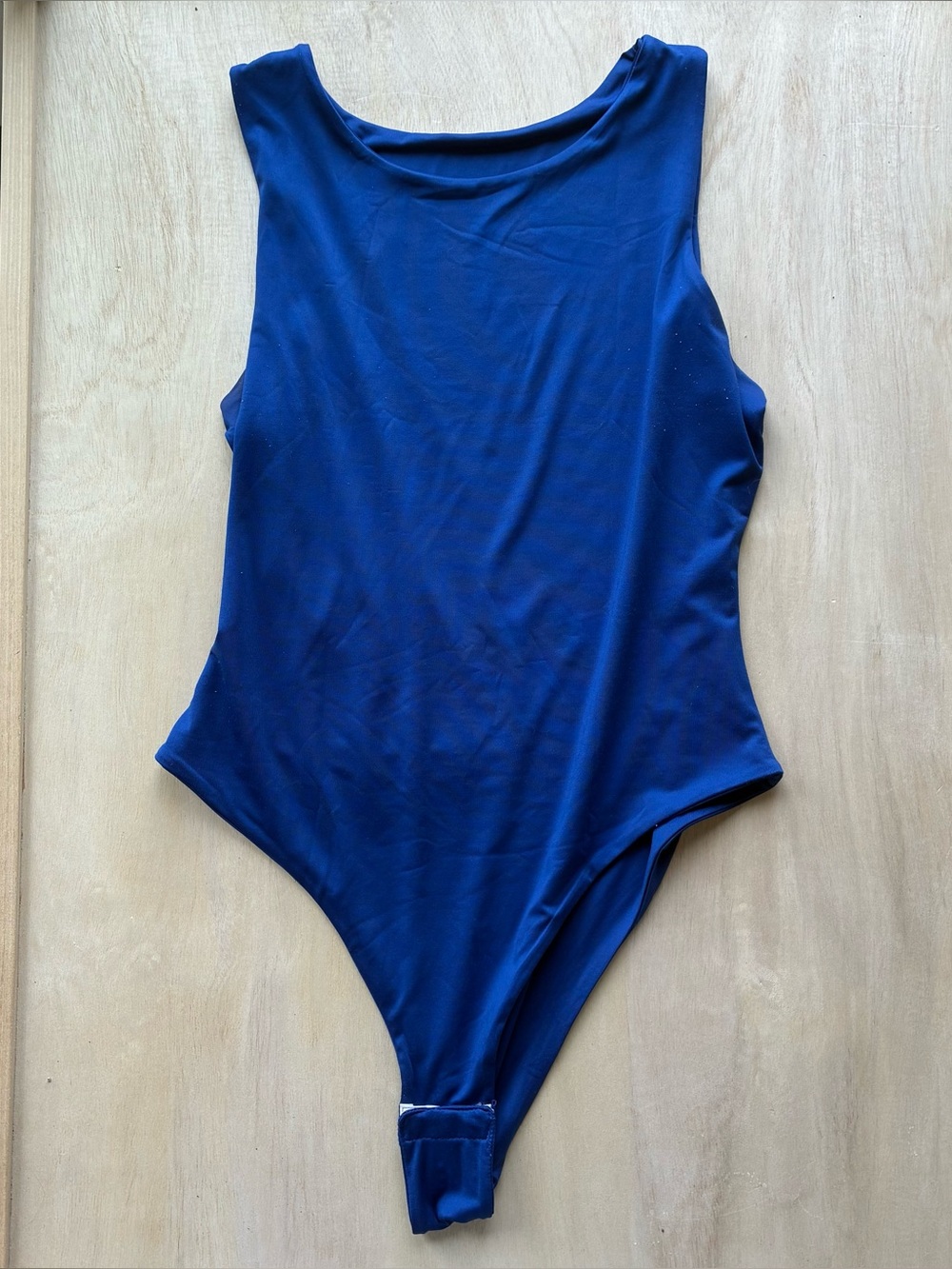 Blue Snap-Crotch Sleeveless
Bodysuit Stretch Blue Solid One
Piece Women's Med